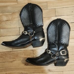 Boulet Men's Black And Silver Cowboy Boots